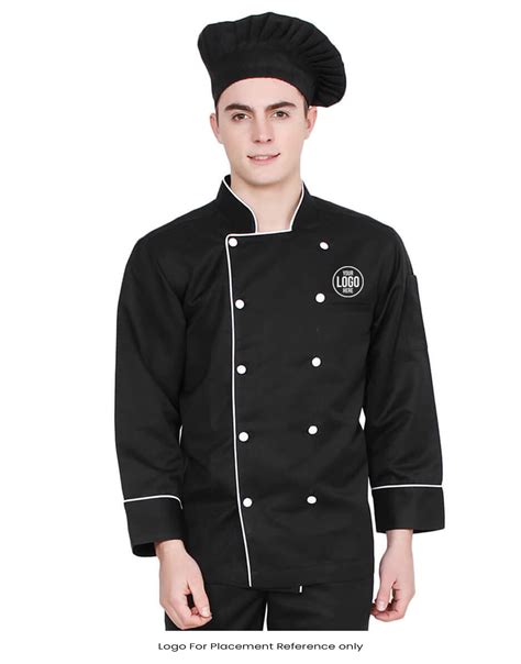 Buy Black Chef Coat With White Piping For Men Online @ Best Prices in India | Uniform Bucket ...