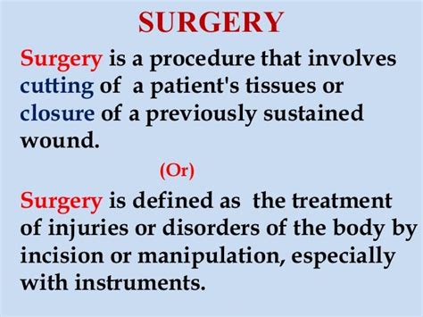 surgery types - classification