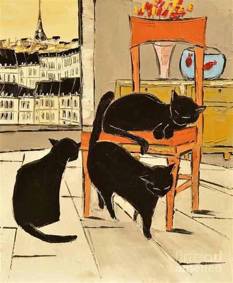 Black Cats In Paris Painting - Black Cats In Paris Fine Art Print | Cats illustration, Black cat ...