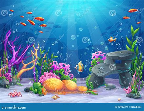 Underwater Cartoon Illustration Stock Vector - Illustration of deep ...