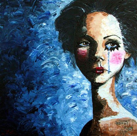 Sad Clown Girl Painting by Cris Motta