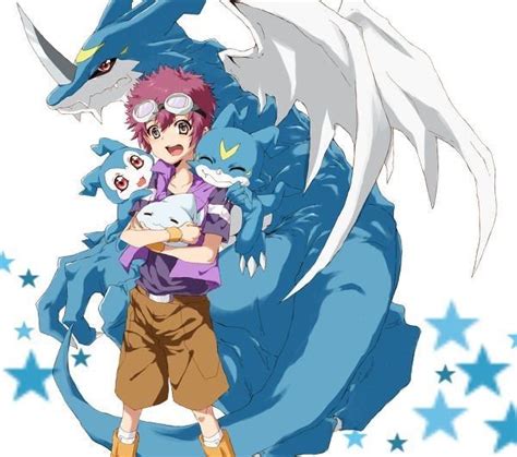 Digimon Adventure 02: Davis (Daisuke) Motomiya with Veemon (V-mon) Evolutions - Chibomon ...