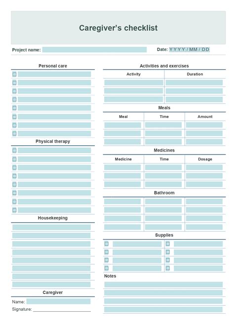 Caregiver daily checklist template | ONLYOFFICE