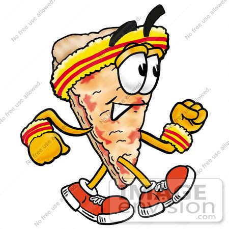 Clip Art Graphic of a Cheese Pizza Slice Cartoon Character Speed Walking or Jogging | #28084 by ...