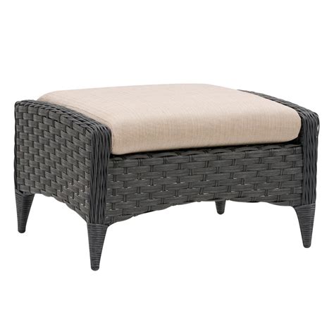 CorLiving Parkview Wide Rattan Wicker Patio Foot Stool, Charcoal Grey | Walmart Canada