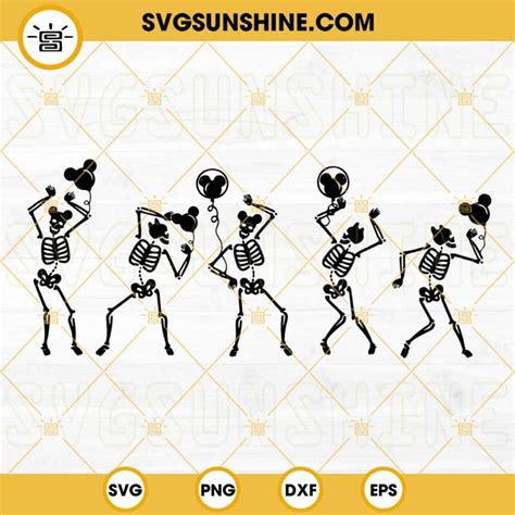 Dancing Skeletons SVG, Skeletons Mickey SVG, Disney Skeletons Halloween SVG