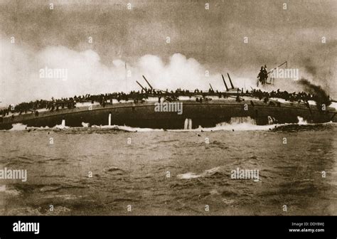 The sinking of the German cruiser 'Blücher' in the North Sea, World War ...