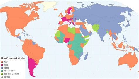 Most Consumed Alcoholic Beverage by Country. : r/MapPorn