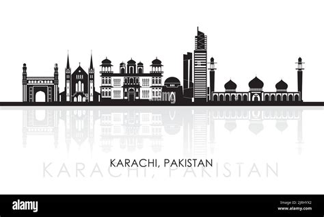 Silhouette Skyline panorama of city of Karachi, Pakistan - vector ...