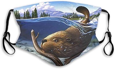 Amazon.com: Beaver Animals Print Face Mask Reusable Washable Masks Cloth for Men and Women: Clothing