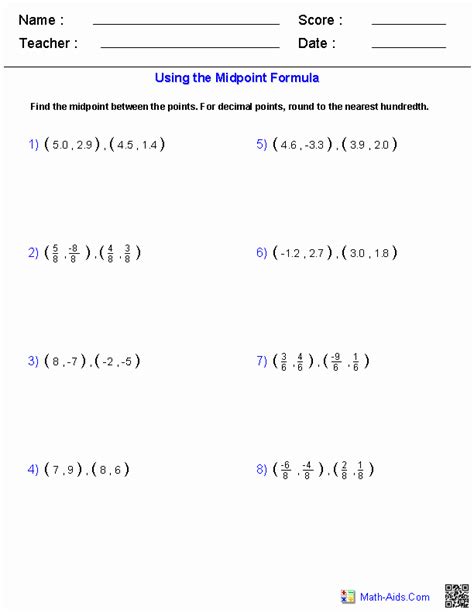 The Midpoint Formula Worksheet – Imsyaf.com