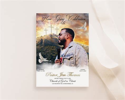 Beautiful Cross Funeral Program Template Bi-fold, 4 Page, Editable, 8 ...