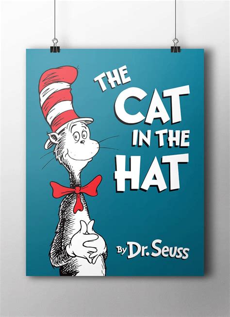 Dr Seus Cat in the Hat Book Cover Poster Various Sizes | Etsy