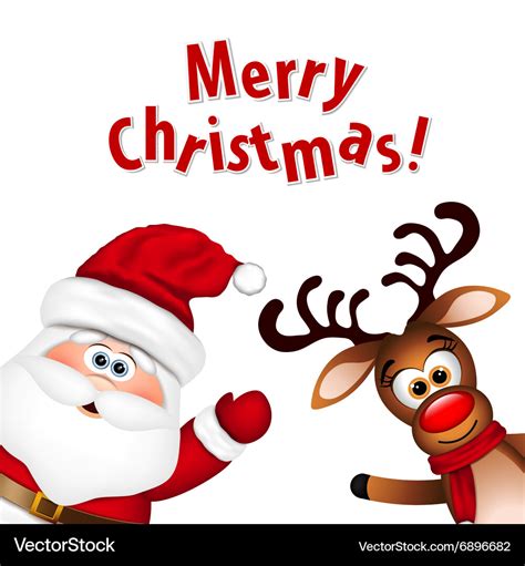 Funny santa and reindeer Royalty Free Vector Image