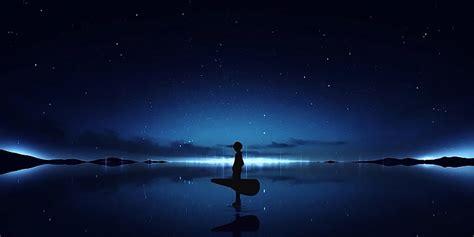 HD wallpaper: Anime Original Alone Boy, star - space, night, water, scenics - nature | Wallpaper ...