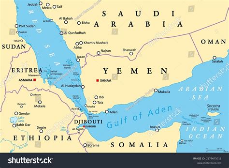 Gulf Aden Area Connecting Red Sea Stock Vector (Royalty Free ...