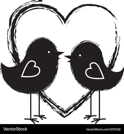 Two birds in heart Royalty Free Vector Image - VectorStock