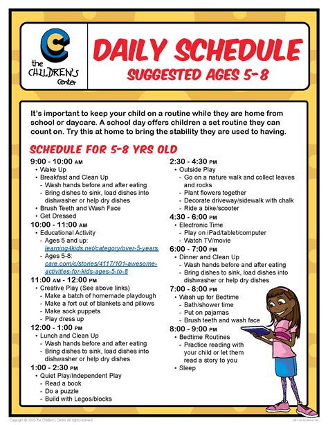 Daily Schedule • Ages 5-8 - The Children's Center