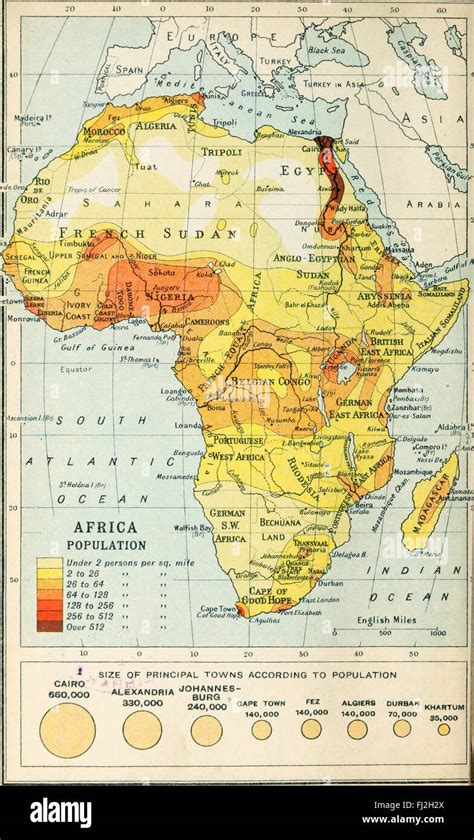 Africa Population Map - circa 1900 Stock Photo - Alamy