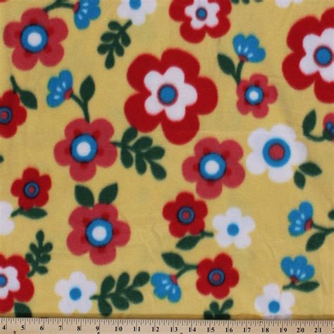 Arctic Fleece Yellow Floral Flowers Springtime Fleece Fabric Print by ...