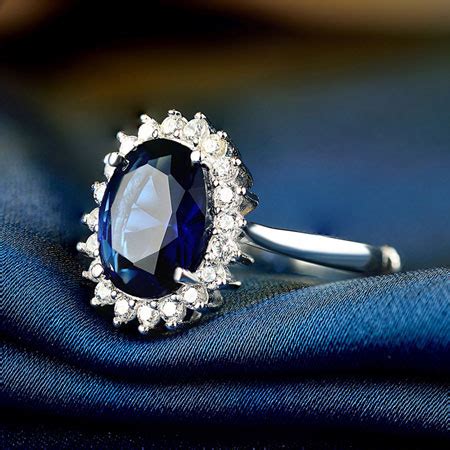 Dark Blue Natural Sapphire Silver Engagement Rings for Women - Egifts2u.com