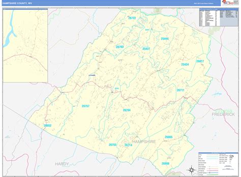 Hampshire County, WV Zip Code Wall Map Basic Style by MarketMAPS - MapSales