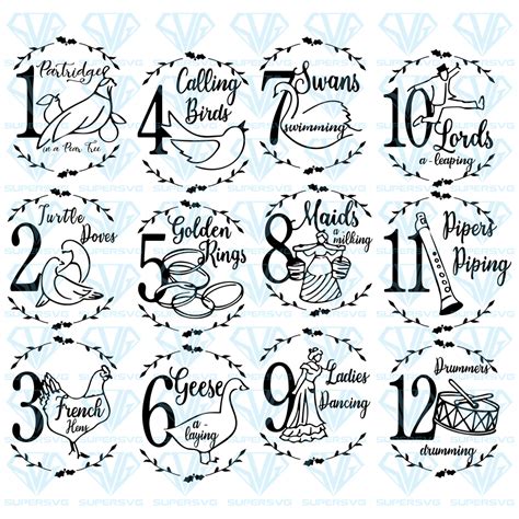 12 Days Of Christmas Svg Files For Silhouette Files For Cricut Svg Dxf Eps Png Instant Download ...