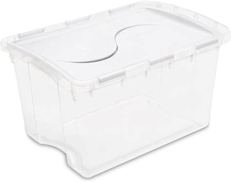 Amazon.com: Sterilite 48 Quart Multipurpose Clear Base Storage Box Tote Container with Secure ...