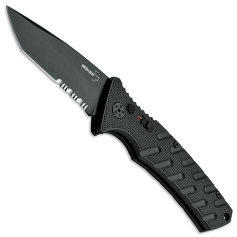 Boker Plus Strike Tanto Auto Knife, AUS-8 Black Combo Blade