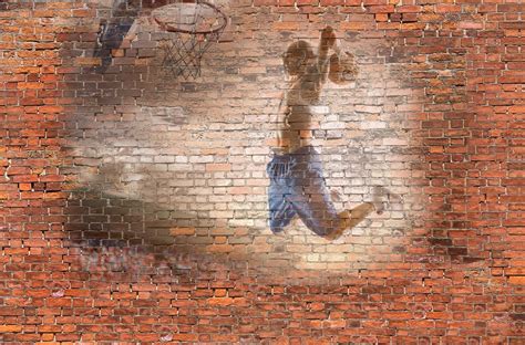 Basketball Graffiti on Brick Wallpaper Wall Mural | Etsy