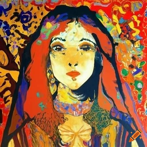 Abstract oil painting portrait with art nouveau style on Craiyon