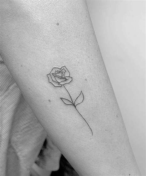 Fine line rose tattoo on the forearm. | Small rose tattoo, Rose tattoo forearm, Line drawing tattoos