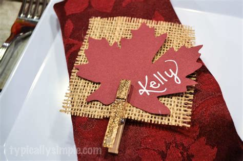 Thanksgiving Place Cards {Burlap & Glitter} - Typically Simple