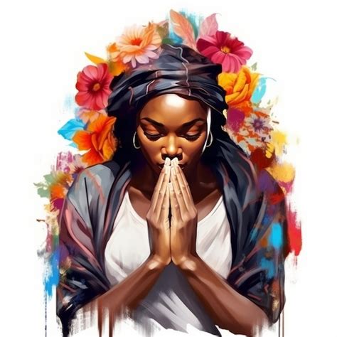 Premium AI Image | Beautiful african american woman praying with closed ...