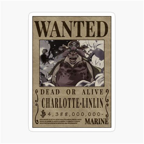 "Charlotte Linlin Wanted One Piece Poster Big mom Bounty" Sticker for Sale by One Piece Bounty ...