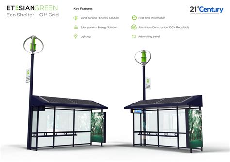 Sustainable bus shelters in the UK. Displays powered with wind turbines ...