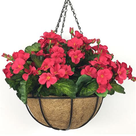 Outdoor Fake Flower Hanging Baskets - Nearly Natural Nasturtium Hanging Basket Silk Plant-6025 ...