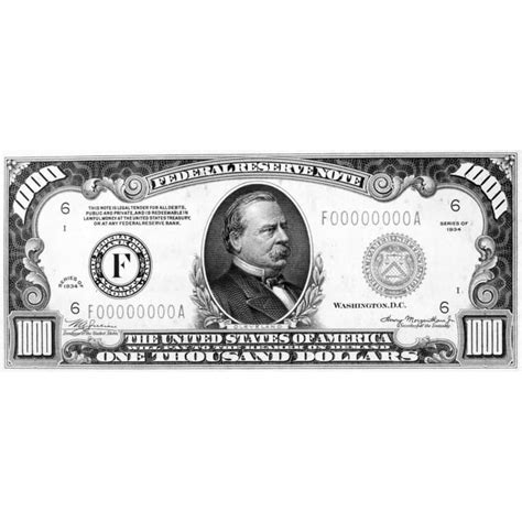 1,000 Dollar Bill. /Npresident Grover Cleveland On The Front Of A U.S ...