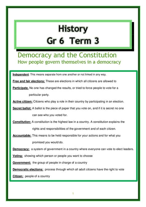 HISTORY TERM 3 GRADE 6 SUMMARY • Teacha!