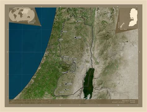 West Bank, Palestine. High-res Satellite. Labelled Points of Cit Stock Illustration ...