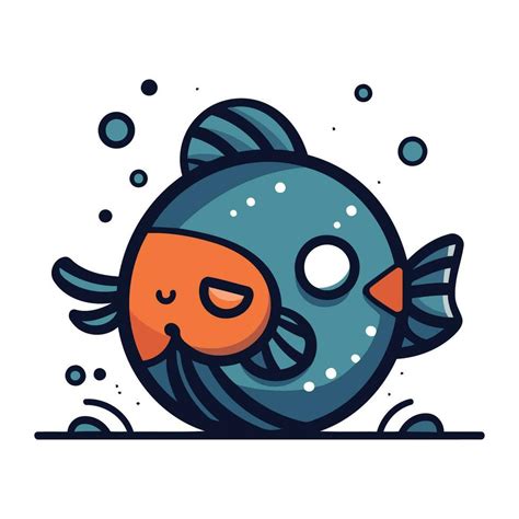 Cute cartoon fish. Vector illustration in doodle style. 32919526 Vector ...