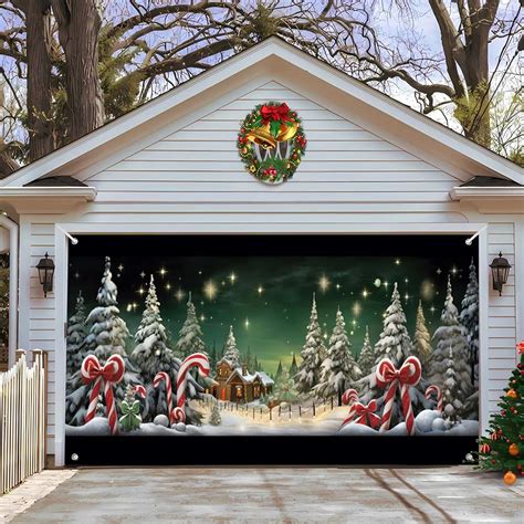 Amazon.com: Christmas garage door banner large christmas background decoration holiday ...