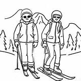 Skiing Friends On The Slopes Coloring Page  Pagescom sketch template