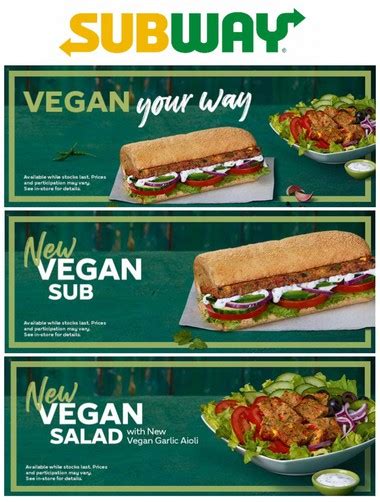 SUBWAY Menu Offers & Menu for April 1