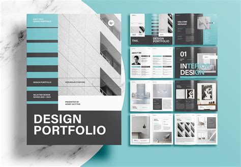 Green Interior Design Portfolio InDesign Template Free Download