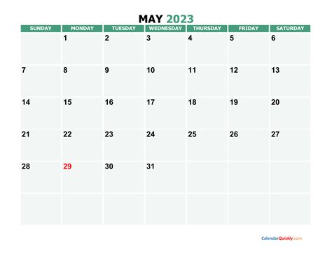 May 2023 Printable Calendar | Calendar Quickly