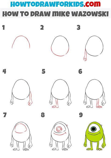 how to draw mike wazowski step by step | Easy cartoon drawings, Easy disney drawings, Easy drawings