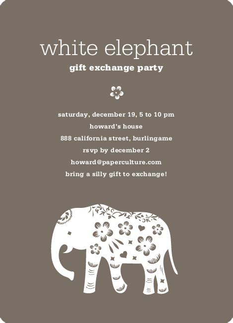 White Elephant Holiday Party Invitation (aka Secret Santa) | Paper Culture