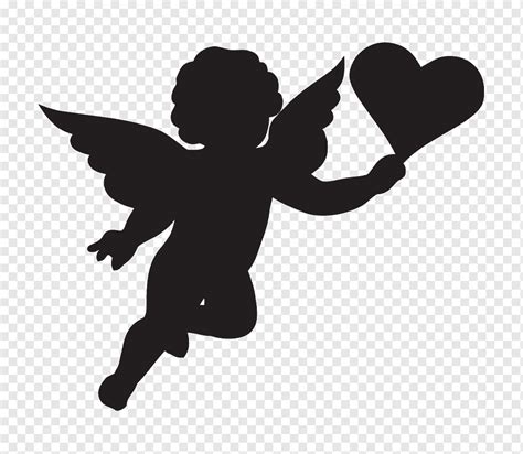 Cherub Cupid Silhouette, angel baby, love, heart, fictional Character png | PNGWing