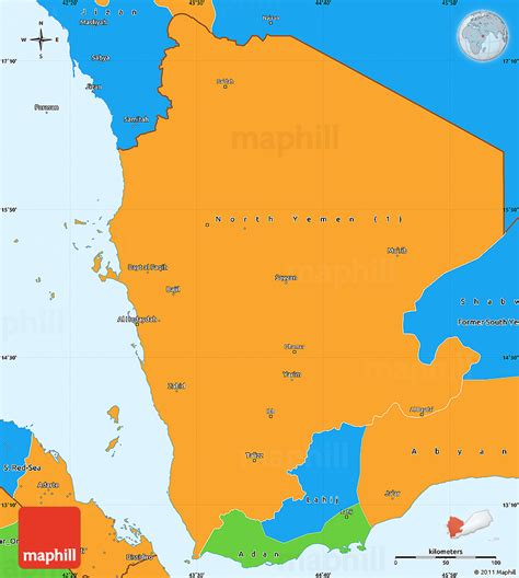 Political Simple Map of Former North Yemen